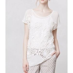 Anthropologie Yoana Baraschi Coneflower Embroidered Sheer Blouse Size XS NWT
